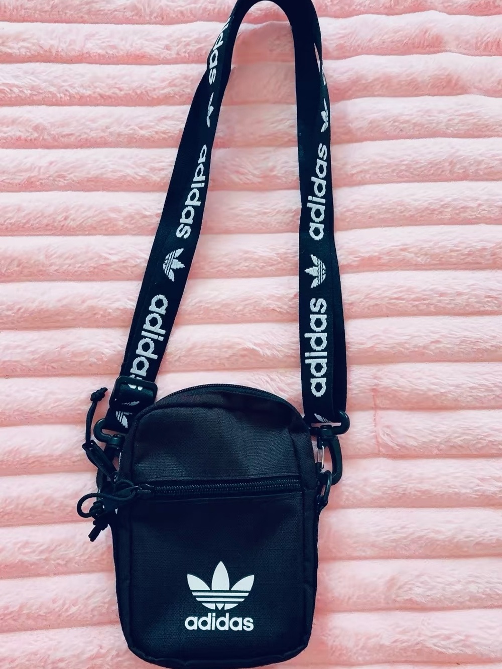 adidas Black Mini Shoulder Bag with Logo Strap